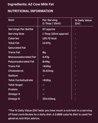 GetPured a2 bilona gir cow ghee 1000ml nutrition and ingredients panel