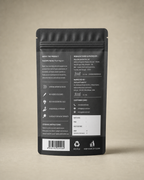 Back of the GetPured Black Pepper Powder 100g pack showing ingredients, nutrition, storage instructions, manufacturer details and FSSAI licence