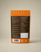Back of the GetPured Cinnamon Powder 100g pack showing ingredients, nutrition, storage instructions, manufacturer details and FSSAI licence