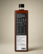 Back of the GetPured Cold Pressed Black Mustard Oil 1000ml pack showing ingredients, nutrition, storage instructions, manufacturer details and FSSAI licence