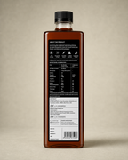 Back of the GetPured Cold Pressed Black Mustard Oil 500ml pack showing ingredients, nutrition, storage instructions, manufacturer details and FSSAI licence