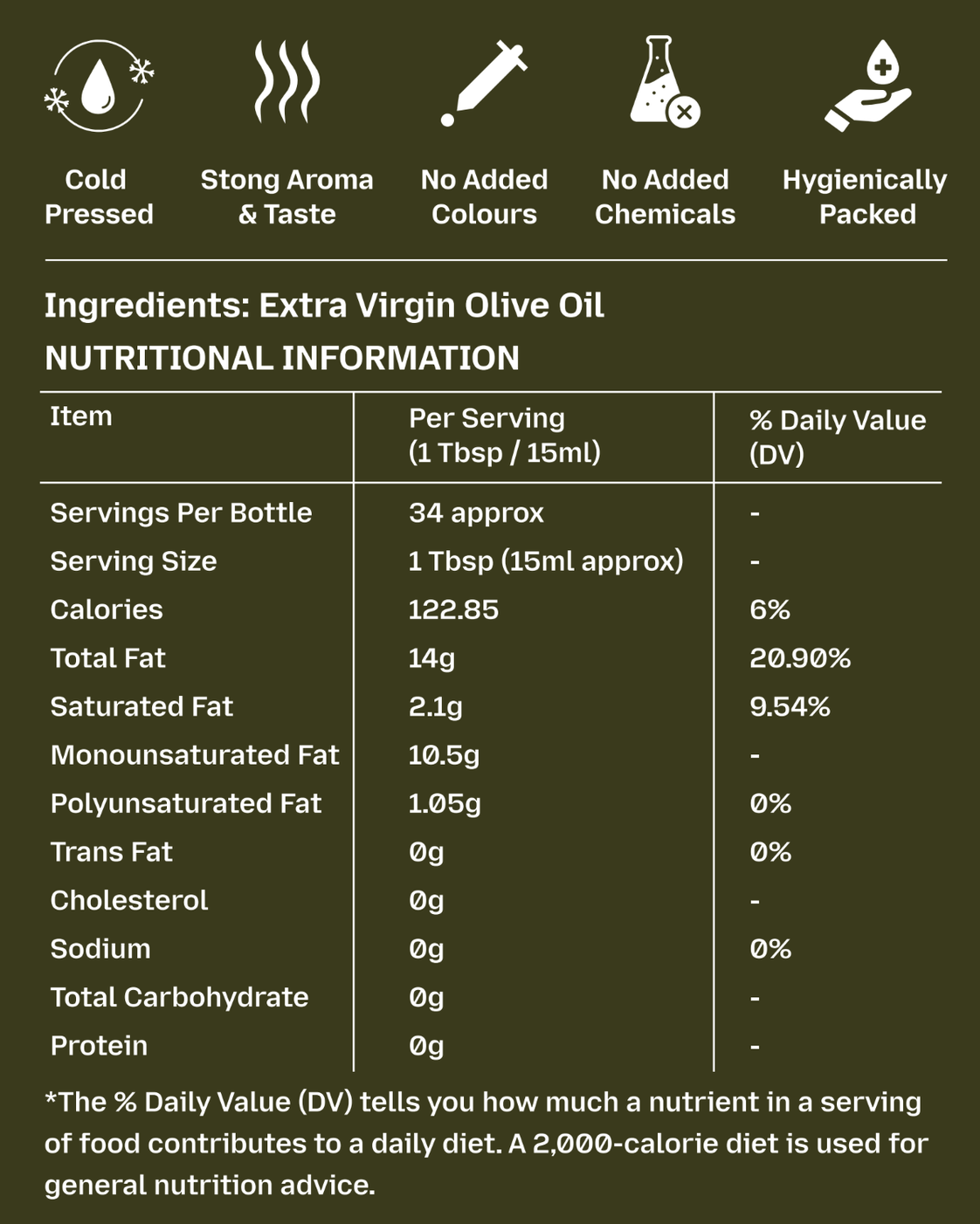 GetPured cold pressed extra virgin olive oil 500ml nutrition and ingredients panel