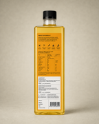 Back of the GetPured Cold Pressed Sunflower Oil 1000ml pack showing ingredients, nutrition, storage instructions, manufacturer details and FSSAI licence