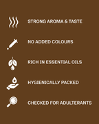 GetPured Turmeric Powder claims: strong aroma and taste, no added colours, rich in essential oils, hygienically packed, checked for adulterants