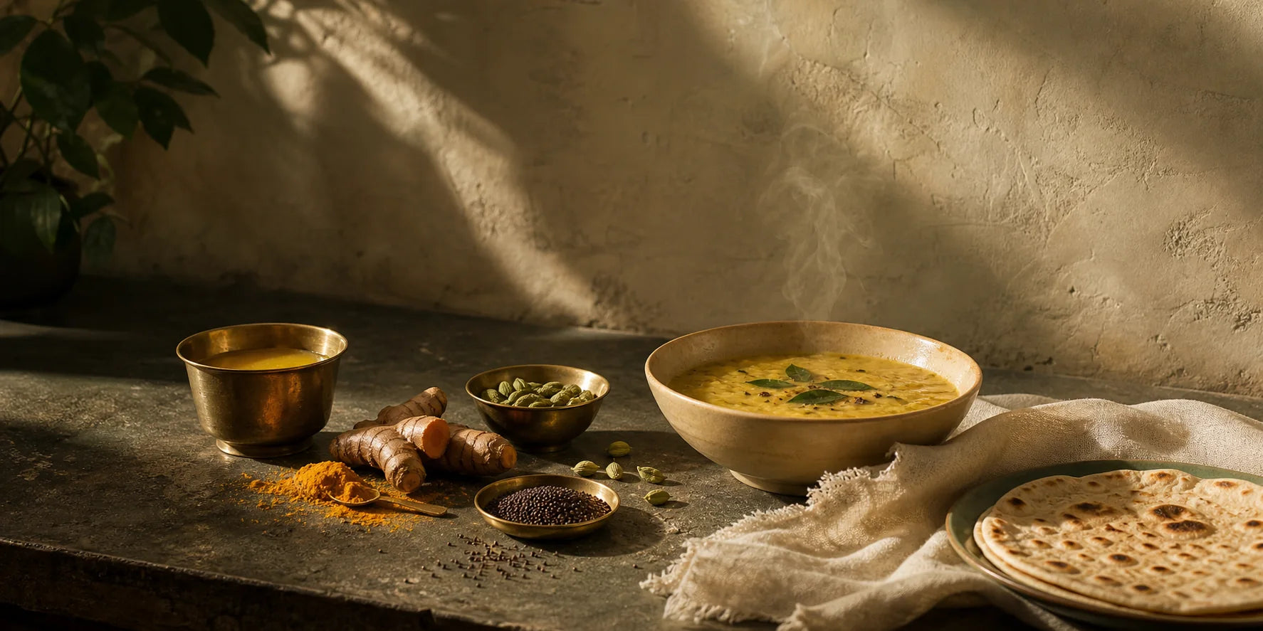 GetPured spices, ghee and cold-pressed oil arranged on a warm studio backdrop